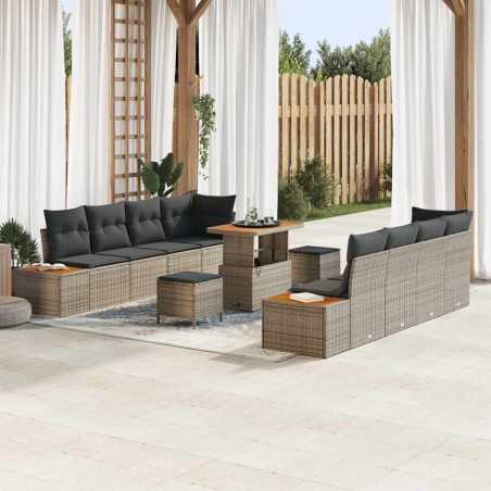 vidaXL Set Divano da Giardino con cuscino 11 pcs Grigio e Grigio Scuro