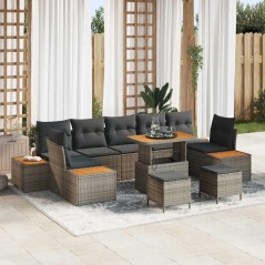 vidaXL Set Divano da Giardino 10 pcs Grigio con cuscini grigio scuro