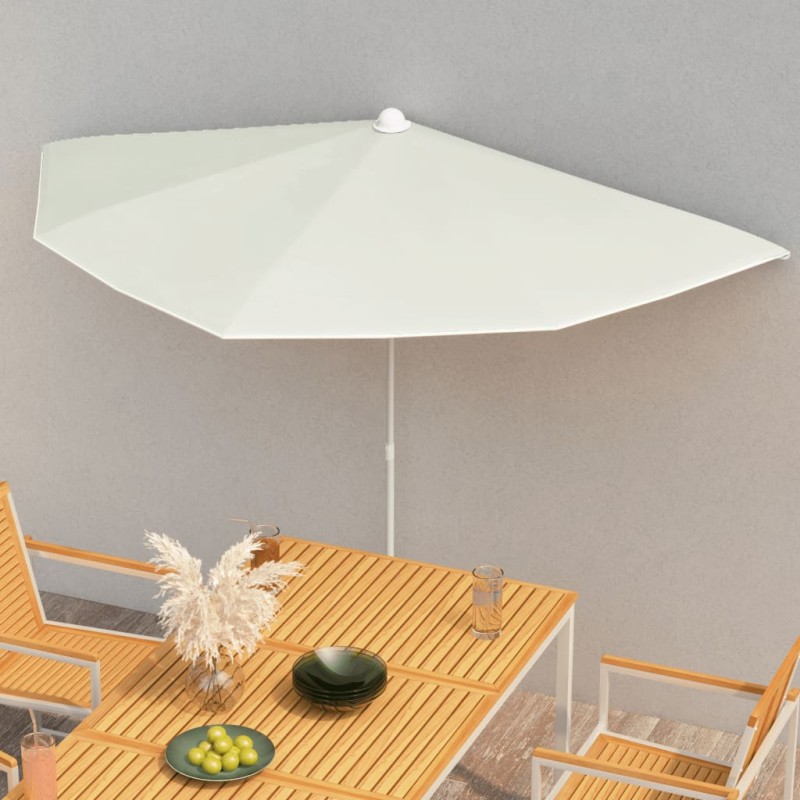 Ombrellone Semicircolare da Giardino con Palo 180x90 cm Sabbia Ombrellone Semicircolare da Giardino con Palo 180x90 cm Sabbia