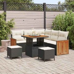 vidaXL Set Divano da Giardino 8 pcs Nero, Crema 80 x 80 x 71 cm