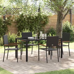 vidaXL Set da Pranzo per Giardino 5 pcs Nero 150 x 90 x 75 cm