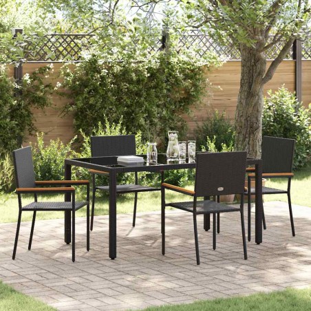 vidaXL Set da Pranzo per Giardino 5 pcs Nero 150 x 90 x 75 cm