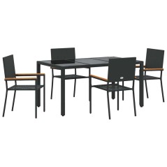 vidaXL Set da Pranzo per Giardino 5 pcs Nero 150 x 90 x 75 cm