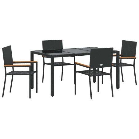 vidaXL Set da Pranzo per Giardino 5 pcs Nero 150 x 90 x 75 cm
