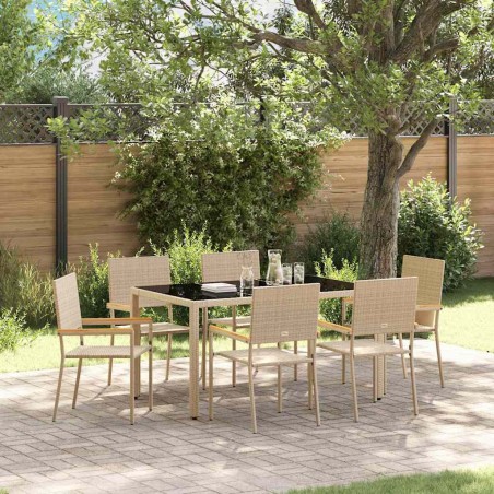 vidaXL Set da Pranzo per Giardino 7 pcs Beige 150 x 90 x 75 cm