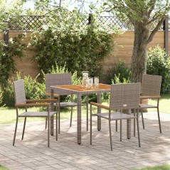 vidaXL Set da Pranzo per Giardino 5 pcs Grigio 90 x 90 x 75 cm