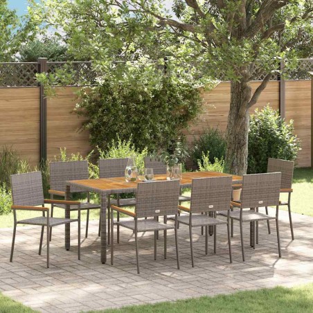 vidaXL Set da Pranzo per Giardino 9 pcs Grigio 190 x 90 x 75 cm