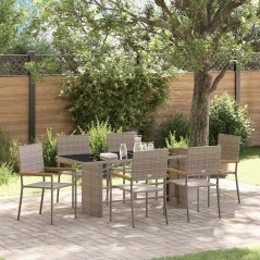 vidaXL Set da Pranzo per Giardino 7 pcs Grigio 190 x 80 x 75 cm