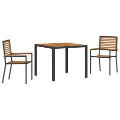 vidaXL Set da Pranzo per Giardino 3 pcs Nero 90 x 90 x 75 cm