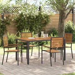 vidaXL Set da Pranzo per Giardino 5 pcs Nero 150 x 90 x 75 cm