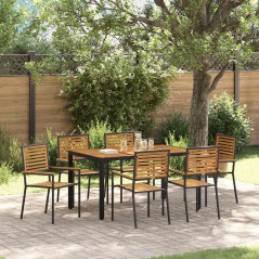 vidaXL Set da Pranzo per Giardino 7 pcs Nero 150 x 90 x 75 cm