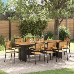 vidaXL Set da Pranzo per Giardino 9 pcs Nero 240 x 90 x 75 cm
