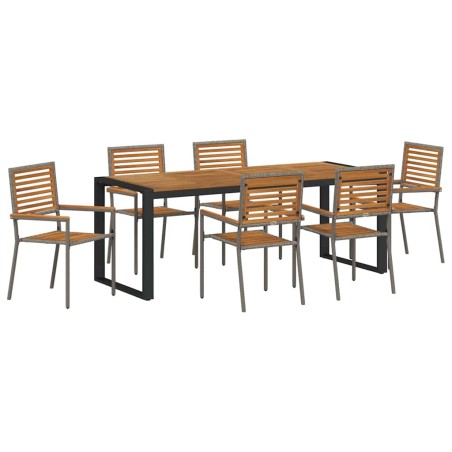 vidaXL Set da Pranzo per Giardino 7 pcs Grigio 200 x 80 x 75 cm