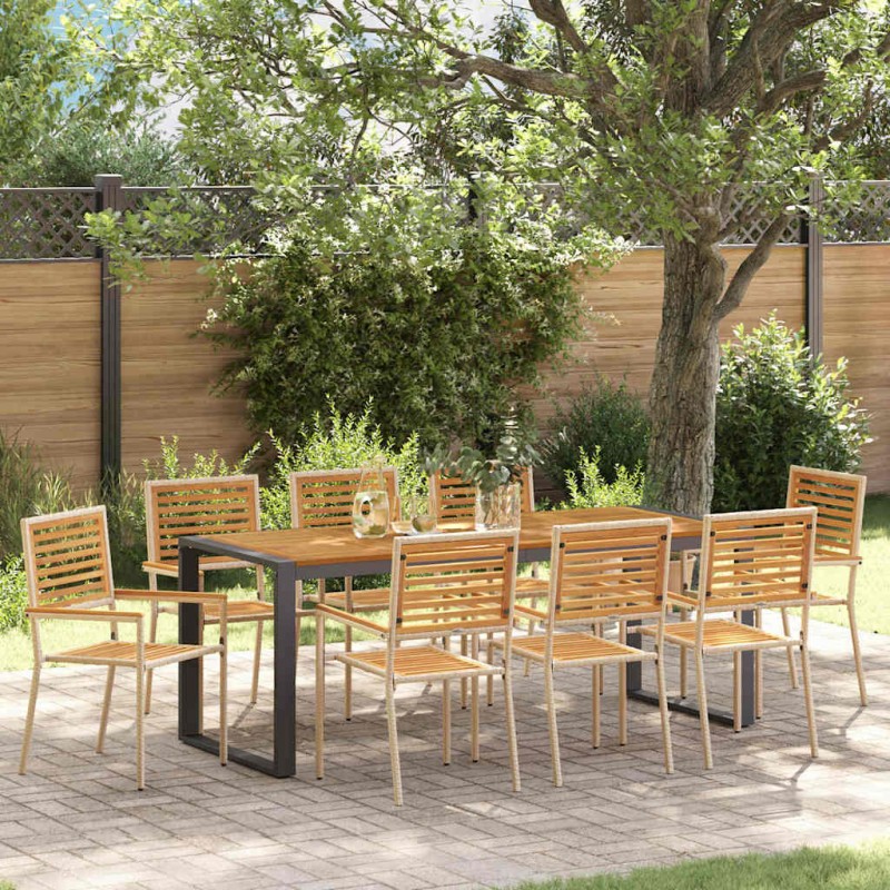 vidaXL Set da Pranzo per Giardino 9 pcs Beige 200 x 80 x 75 cm vidaXL Set da Pranzo per Giardino 9 pcs Beige 200 x 80 x 75 cm