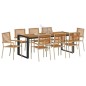 vidaXL Set da Pranzo per Giardino 9 pcs Beige 200 x 80 x 75 cm vidaXL Set da Pranzo per Giardino 9 pcs Beige 200 x 80 x 75 cm