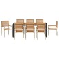 vidaXL Set da Pranzo per Giardino 9 pcs Beige 200 x 80 x 75 cm vidaXL Set da Pranzo per Giardino 9 pcs Beige 200 x 80 x 75 cm
