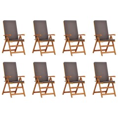 vidaXL Sedia da Giardino con cuscino 8 pcs Marrone 57 x 71.5 x 104cm