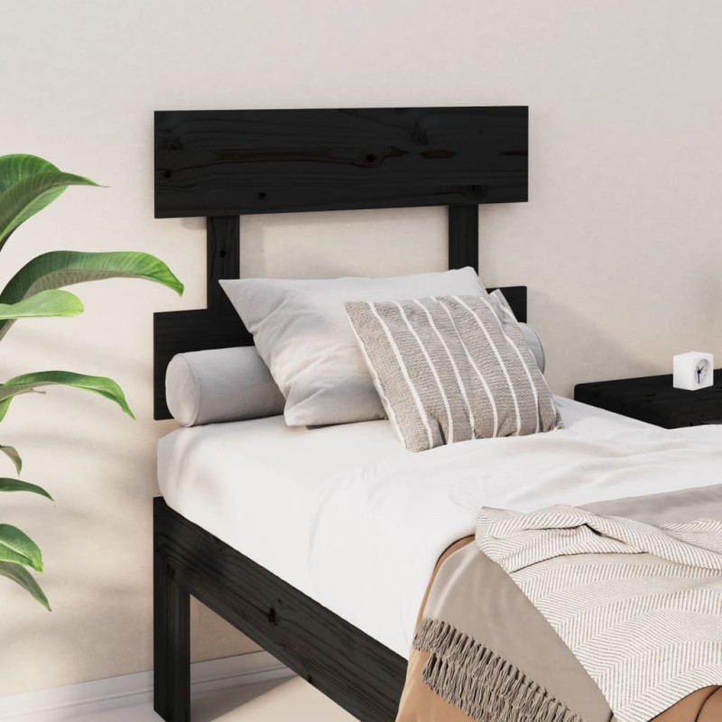 Testiera per Letto Nera 78,5x3x81 cm in Legno Massello di Pino Testiera per Letto Nera 78,5x3x81 cm in Legno Massello di Pino