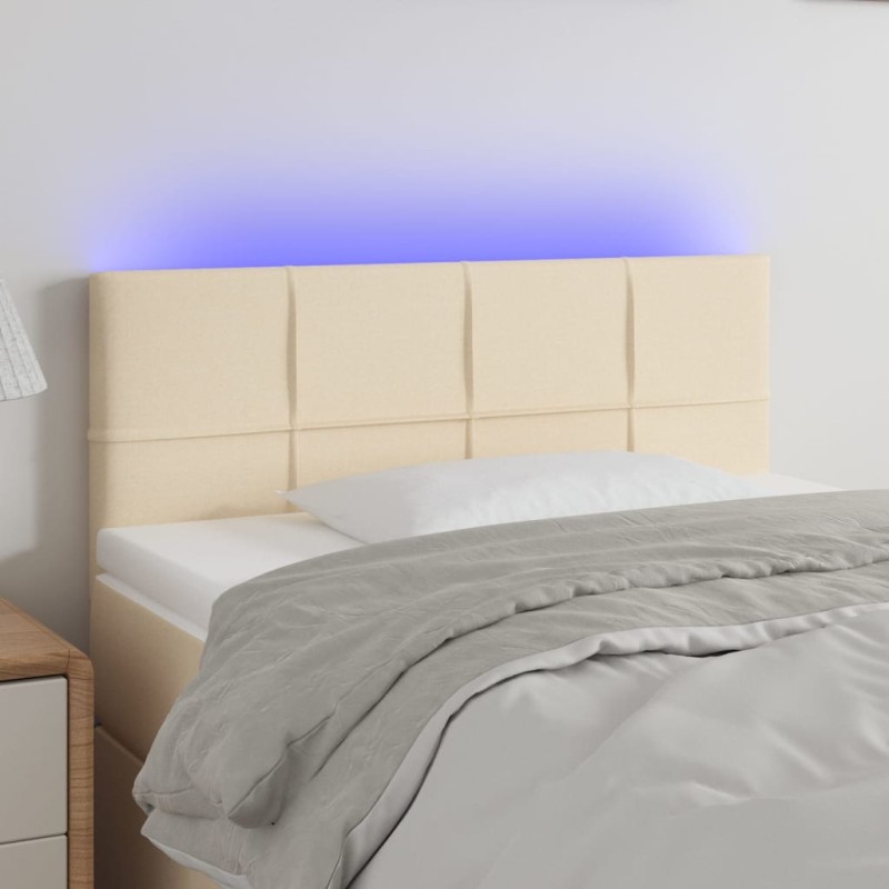 Testiera a LED Crema 90x5x78/88 cm in Tessuto Testiera a LED Crema 90x5x78/88 cm in Tessuto