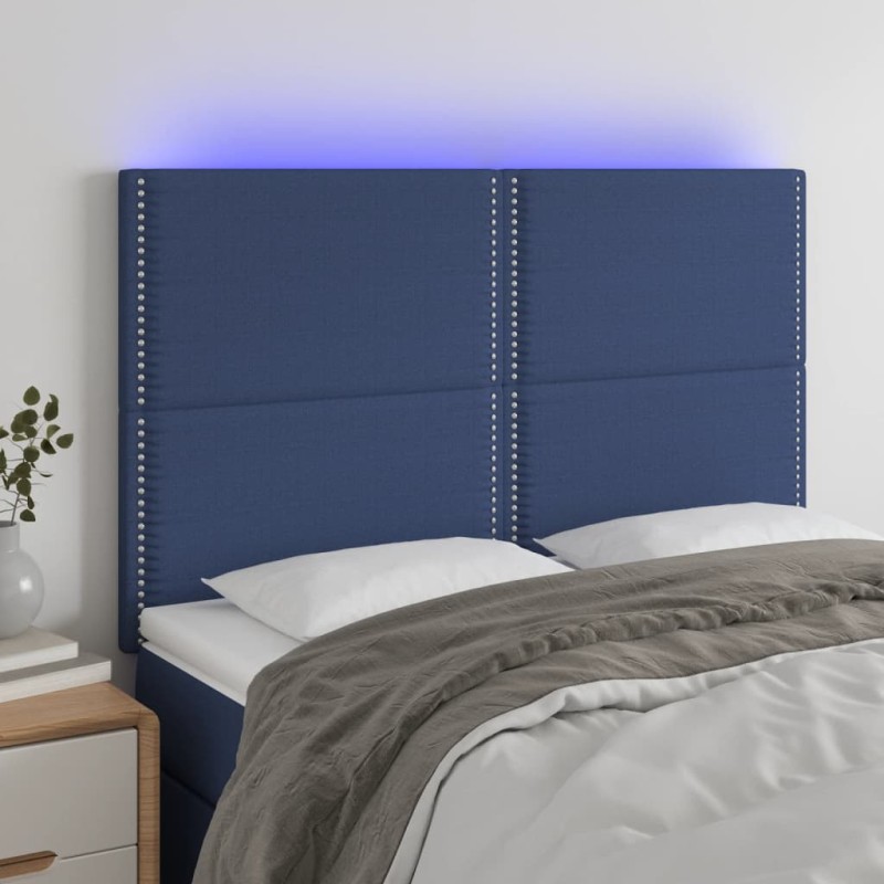 Testiera a LED Blu 144x5x118/128 cm in Tessuto Testiera a LED Blu 144x5x118/128 cm in Tessuto