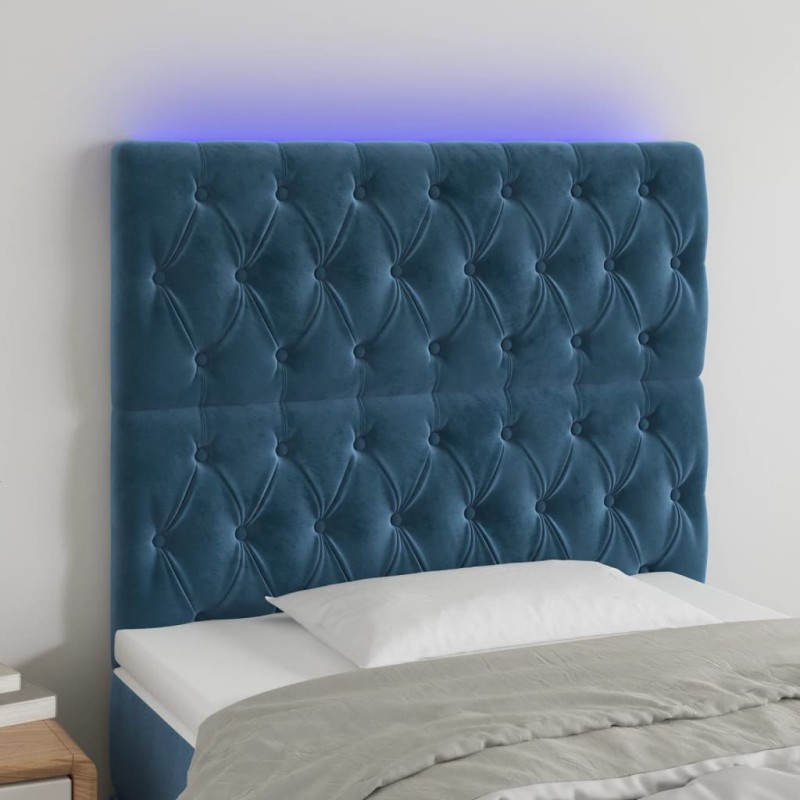 Testiera a LED Blu scuro 90x7x118/128 cm in Velluto Testiera a LED Blu scuro 90x7x118/128 cm in Velluto