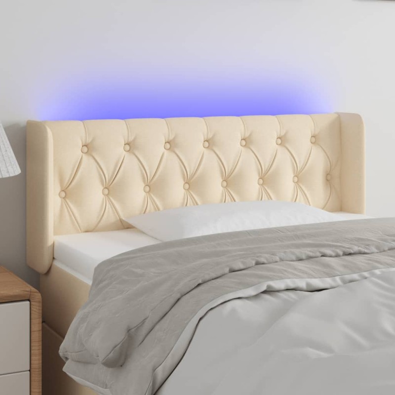 Testiera a LED Crema 93x16x78/88 cm in Tessuto Testiera a LED Crema 93x16x78/88 cm in Tessuto