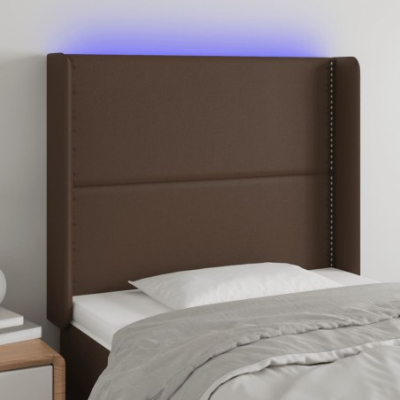 Testiera a LED Marrone 83x16x118/128 cm in Similpelle