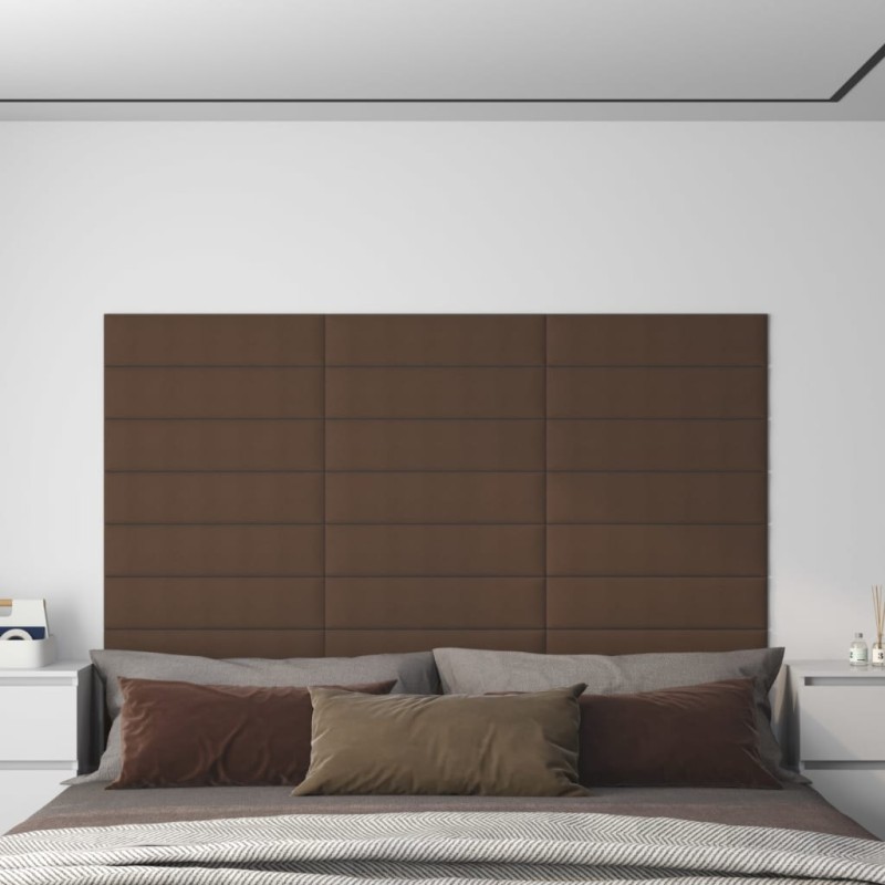 Pannelli Murali 12 pz Marrone 60x15 cm Tessuto 1,08 m² Pannelli Murali 12 pz Marrone 60x15 cm Tessuto 1,08 m²