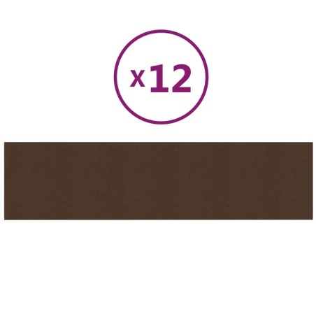 Pannelli Murali 12 pz Marrone 60x15 cm Tessuto 1,08 m²