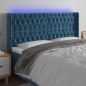 Testiera a LED Blu Scuro 183x16x118/128 cm in Velluto Testiera a LED Blu Scuro 183x16x118/128 cm in Velluto