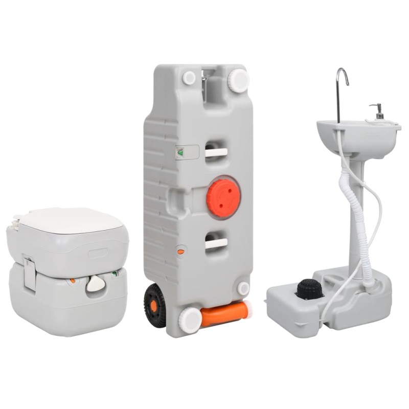 Set Toilette Portatile Campeggio Supporto Lavamani Tanica Acqua Set Toilette Portatile Campeggio Supporto Lavamani Tanica Acqua