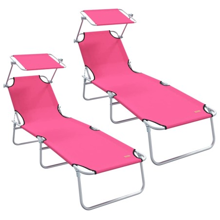 vidaXL Lettini Pieghevoli 2 Pz Con Tettuccio Rosa in Tessuto Oxford 600D
