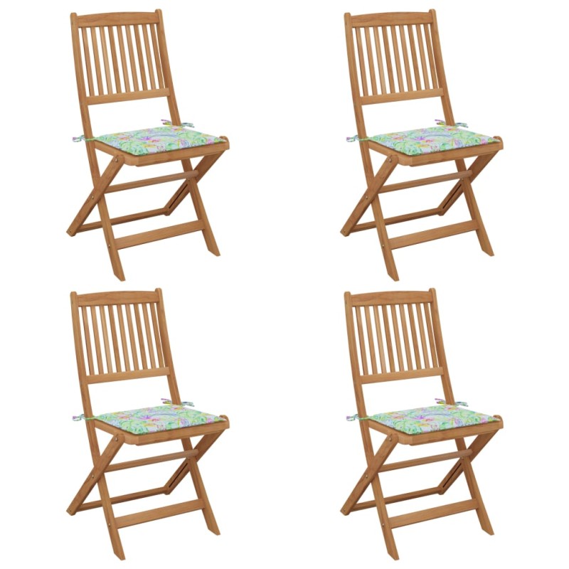 Sedie da Giardino Pieghevoli 4 pz con Cuscini Massello Acacia Sedie da Giardino Pieghevoli 4 pz con Cuscini Massello Acacia
