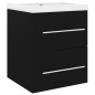 Mobile da Bagno con Lavabo Integrato Nero in Truciolato Mobile da Bagno con Lavabo Integrato Nero in Truciolato