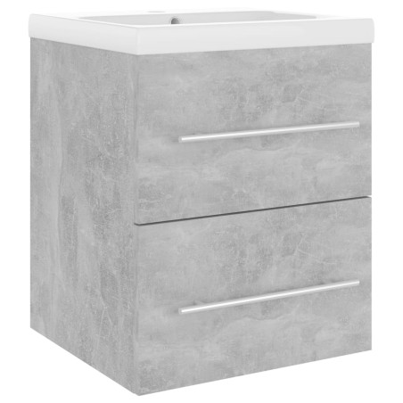 Mobile Bagno con Lavabo Integrato Grigio Cemento in Truciolato