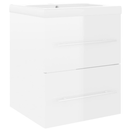Mobile Bagno con Lavabo Integrato Bianco Lucido in Truciolato