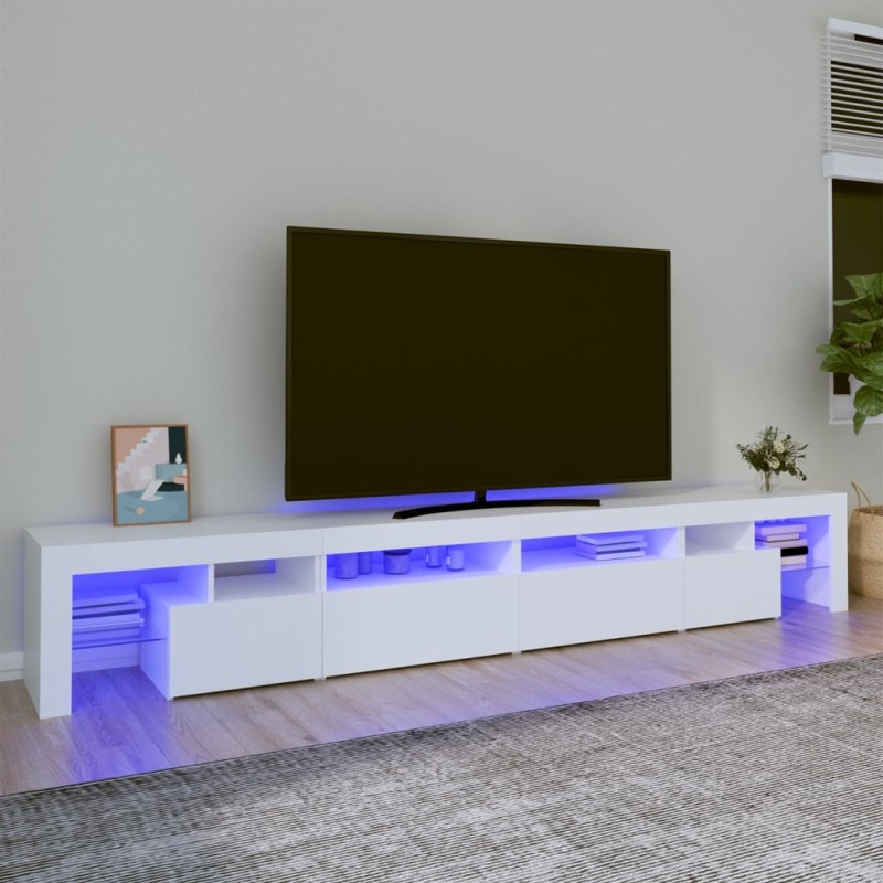 vidaXL Mobile Porta TV con Luci LED Bianco 260x36,5x40 cm vidaXL Mobile Porta TV con Luci LED Bianco 260x36,5x40 cm