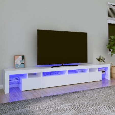 vidaXL Mobile Porta TV con Luci LED Bianco 260x36,5x40 cm