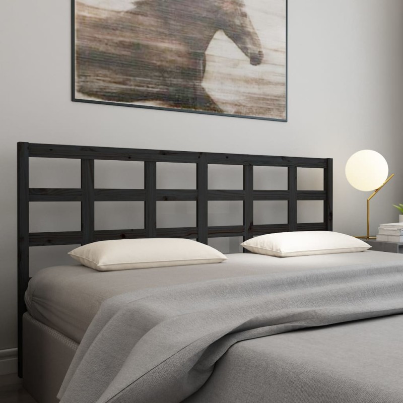 Testiera per Letto Nera 205,5x4x100cm in Legno Massello di Pino Testiera per Letto Nera 205,5x4x100cm in Legno Massello di Pino