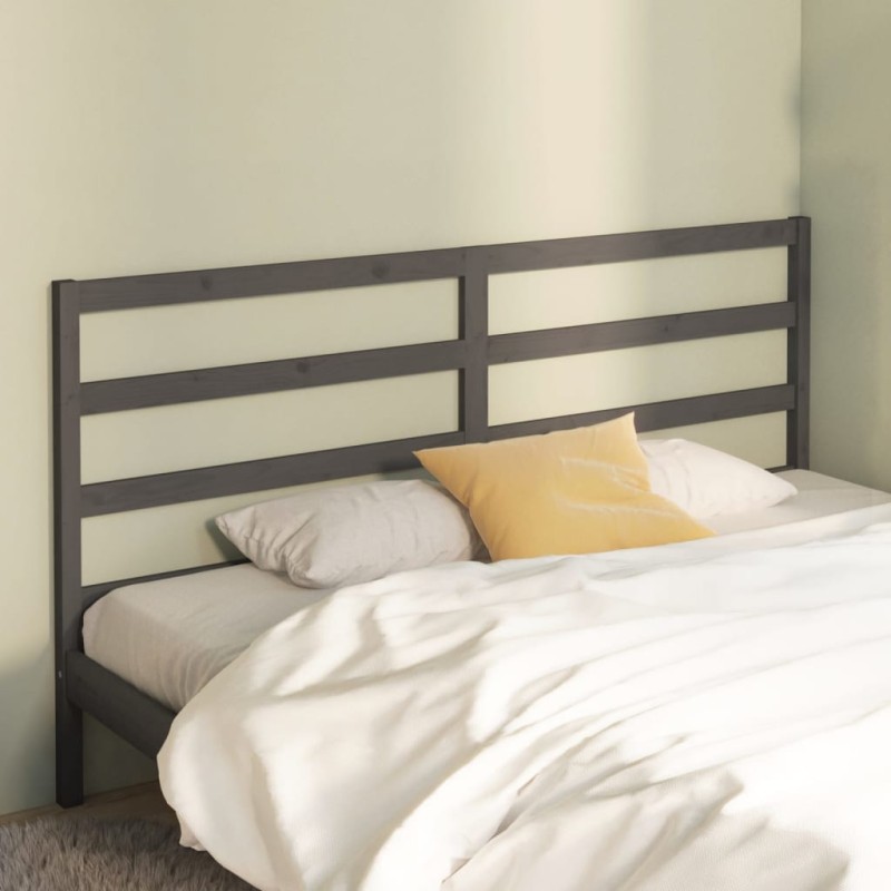 Testiera per Letto Grigia 206x4x100cm in Legno Massello di Pino Testiera per Letto Grigia 206x4x100cm in Legno Massello di Pino