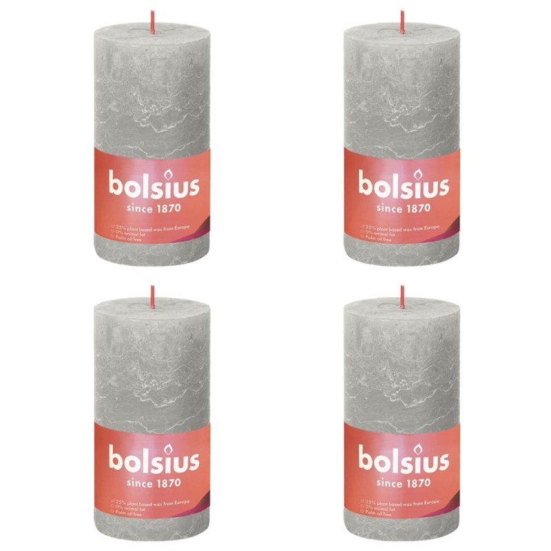 Bolsius Candele Rustiche Colonna Shine 4 pz 130x68 mm Grigio Sabbia Bolsius Candele Rustiche Colonna Shine 4 pz 130x68 mm Grigio Sabbia
