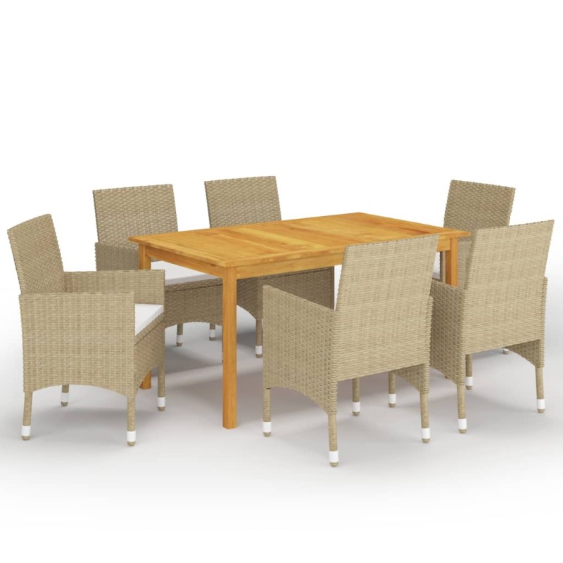 vidaXL Set Mobili da Pranzo per Giardino 7 pz Beige vidaXL Set Mobili da Pranzo per Giardino 7 pz Beige