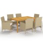 vidaXL Set Mobili da Pranzo per Giardino 7 pz Beige vidaXL Set Mobili da Pranzo per Giardino 7 pz Beige