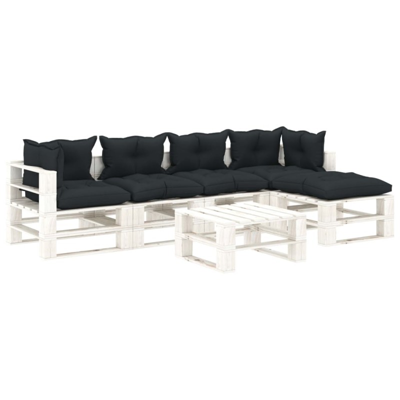 Set Salotto da Giardino su Pallet 6 pz Cuscini Antracite Legno Set Salotto da Giardino su Pallet 6 pz Cuscini Antracite Legno