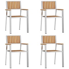 vidaXL Sedia da Giardino 4 pcs Marrone Legno massello di teak
