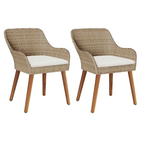 vidaXL Sedia da Giardino 2 pcs Beige 55 x 62.5 x 82cm polyrattan
