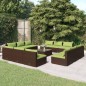 Set Divani da Giardino 13 pz con Cuscini in Polyrattan Marrone Set Divani da Giardino 13 pz con Cuscini in Polyrattan Marrone