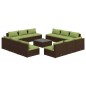 Set Divani da Giardino 13 pz con Cuscini in Polyrattan Marrone Set Divani da Giardino 13 pz con Cuscini in Polyrattan Marrone