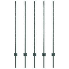 vidaXL Pali per Recinzione 10 pcs Verde 120 cm Acciaio