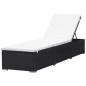 Lettino Prendisole con Cuscino in Polyrattan Nero Lettino Prendisole con Cuscino in Polyrattan Nero